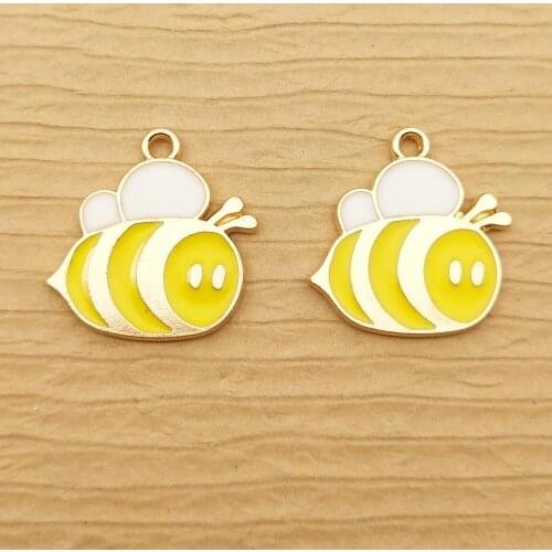 10pcs 18x18mm enamel bee charm for jewelry making crafting fashion earring pendant bracelet charm necklace charms diy finding