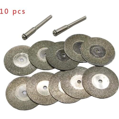 10 pcs 30mm Diamond Grinding Wheel Slice with Two 3mm Shank Mandrels for Dremel Rotary Tool