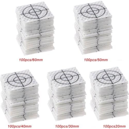 100 Pcs Reflector Sheet Reflective Tape Total Station 20/30/40/50/60mm