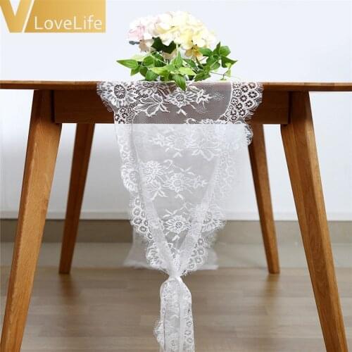 14"x 120" Wedding Table Runner White Lace Table Runner Floral Table Cloth Boho Wedding Table Decoration Home Textile