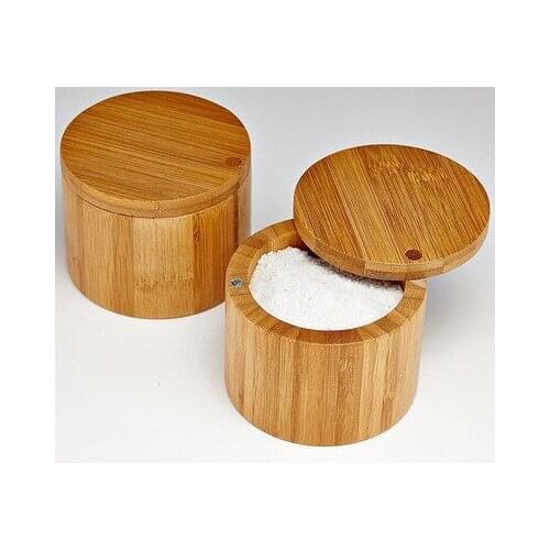2pcs/lot Seasoning bottle kitchen seasoning pot bamboo seasoning box seasoning box rotary seasoning pot salt pot salt pot