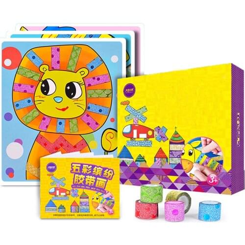 24pcs Color Tapes Kids Handmade Toys Adhesive Tape Painting Sticker Toys for Children DIY Cartoon Animals Drawing Craft Kit Gift