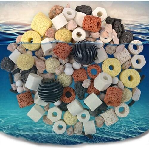 420g Assorted Aquarium Filter Media Activated Carbon Ceramic Ring Bio Balls with Mesh Bag Fish Tank Water Purify Filter Material