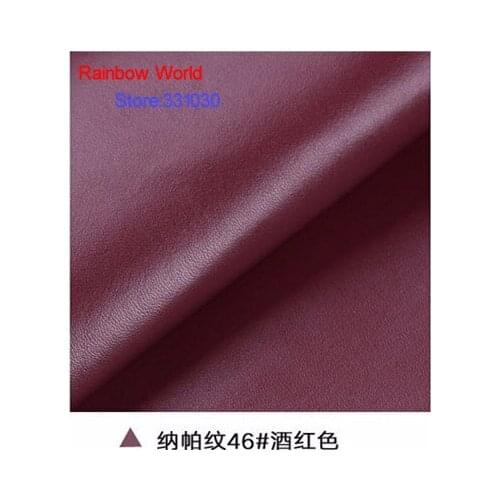 46# deep red High Quality Nappa Stripes vein grain PU Leather fabric for DIY sofa bed shoes bags Garment material(138*100cm)