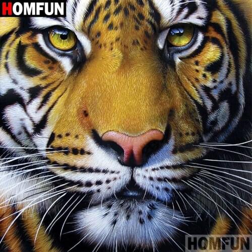 HOMFUN 5D DIY Diamond Painting Full Square/Round Drill "Animal tiger" 3D Embroidery Cross Stitch gift Home Decor A02389