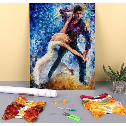 White Dance Pre-Printed 11CT Cross-Stitch Embroidery Set DMC Threads Handiwork Hobby Handmade Knitting Design Different