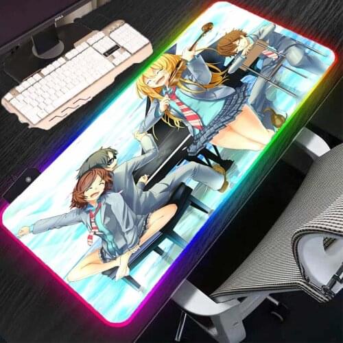 MRGLZY RGB big mouse pad animation cartoon gaming keyboard table mat LED color computer accessories non-slip mat carpet mat