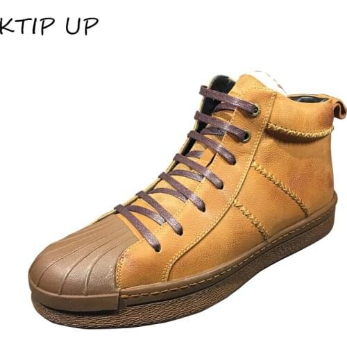 Winter Warm Men Boots Cow Leather Boots Genuine Leather Fur Men Snow Boots Handmade Waterproof Ankle Boots High Top Men Shoes