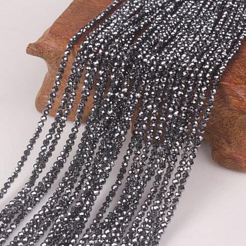 Bhd 2mm 3mm Natural Tera Hertz Stone Black Round Faceted Gemstone Loose Beads DIY Accessory for Jewelry Necklace Bracelet Making