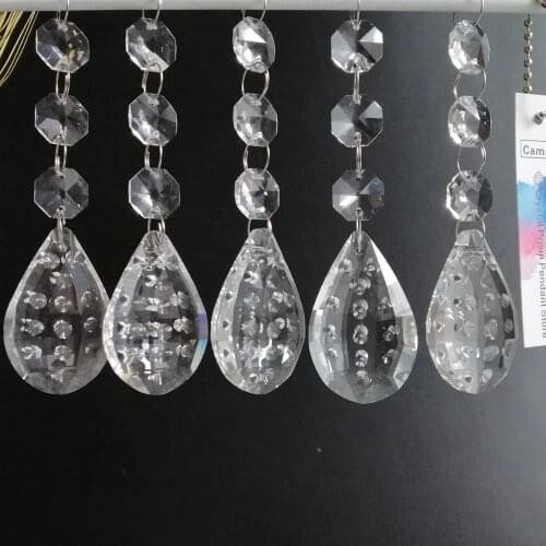 Camal 5Pcs Crystal Clear 50mm Raindrops Dot Chandelier Prisms Pendants Garland Beads Hanging Lamp Lighting Parts Home Decoration