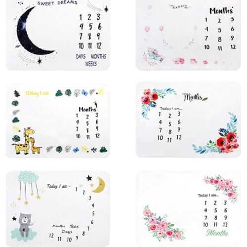 Baby Monthly Growth Memorial Cute Cartoon Background Cloth Newborn Soft Milestone Record Growth Photo Infant Props Cloth For Rug