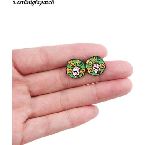 E2307 Cartoon Kawaii Stud Earrings For Womens Enamel Stainless Steel Pierce Earrings Jewelry Girls