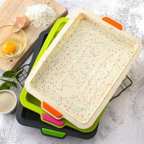 Cake Baking Pan Reusable Square High Temperature Resistant Non-stick Silicone Mold Diy Bread Cakes Molds Pans Kitchen Oven Tools