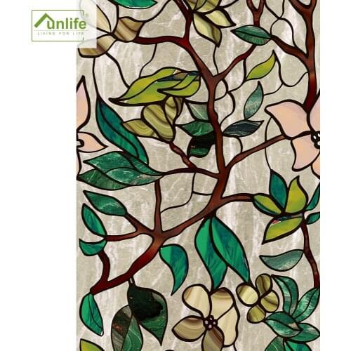 Funlife® Michelia Alba Glass Door Window Film Self-Adhesive Bathroom Decor Window Stickers Peel and Stick Privacy Wall Decals