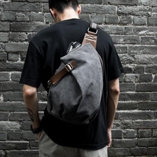 Canvas Chest Bag Mens Messenger Bag Retro Fashion Mens Shoulder Bag Backpack Female Korean Cross Bag Mens bag