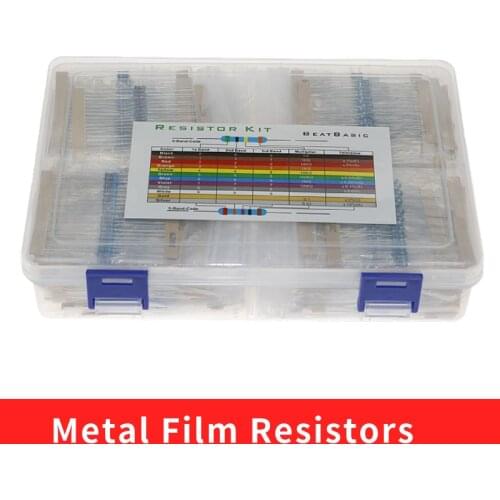 2600pcs/box 130 Values 1/4W 0.25W 1% Metal Film Resistors Assorted Pack Kit Set Lot Resistors Assortment Kits Fixed capacitors