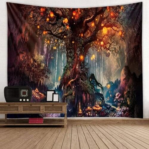 Forest Life Tree Tapestry Landscape Wall Hanging Tapestry Living Room Decor Lantern Tree Tapestry Magic Home Decor Tapestries