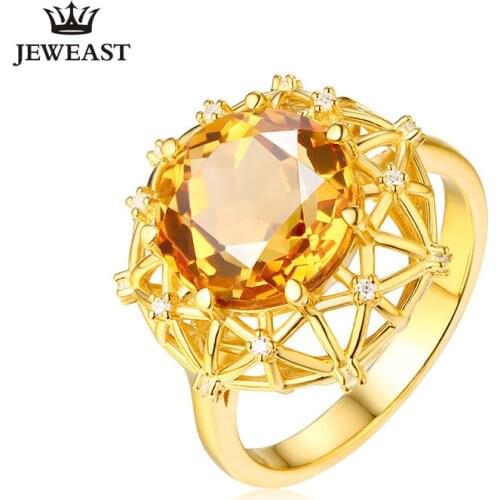 MAQ Natural topaz 18K Pure Gold 2020 New Hot Selling Top Ring Women Heart Shape Ring For Ladies Woman Genuine Jewelry