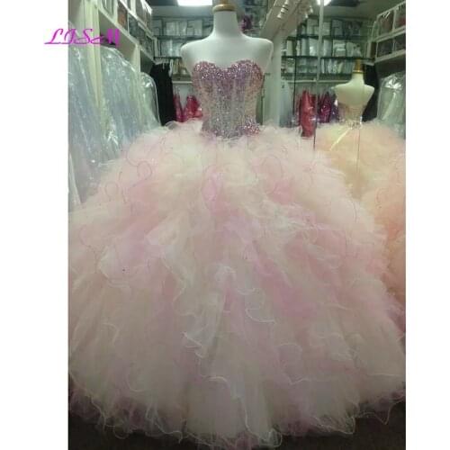 Mixed Color Princess Quinceanera Dresses Sequins Beaded Ball Gown Prom Dress Sweet 16 vestidos de 15 anos