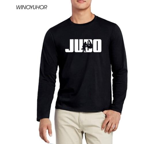 Judo Letter Print T Shirt Men 2019 Cool Design Long Sleeve Cotton T-shirt Sporting Tops Tee Camisetas Masculina