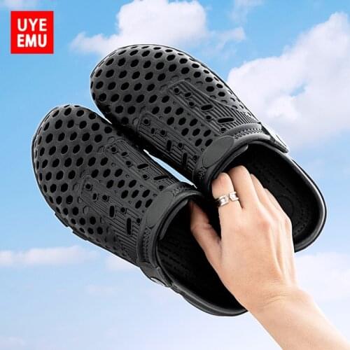 UYEEMU Beach Shoes Mens Youth Trend Thick-Soled Breathable Soft-Soled Sandals Breathable Casual Sports Hole Shoes Size 39-45