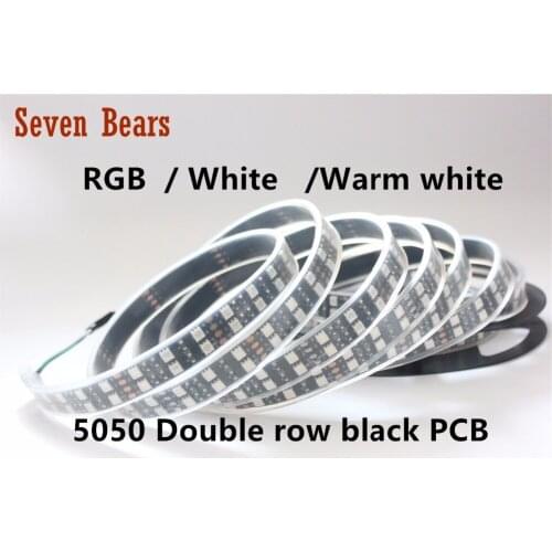 New Black PCB LED Strip RGB 5050 Double Row,Black PCB Board,IP67 Silicone Tube Waterproof,120LED/m,5m 600LEDs DC12V Black PCB