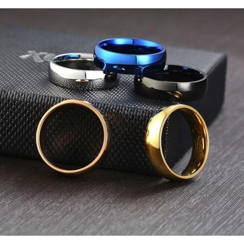 Assorted Colors 6mm Stainless Steel Wedding Bands 6MM Domed Ring for Men Women Engagement Ring for Him and Her