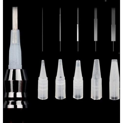 Disposable Microblading Tattoo Eyebrow Needle and Big Nozzle Set for Semi-permanent Makeup Machine 0.35mm*50mm 1RL/3RL/5RL/5F/7F