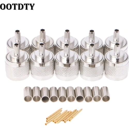 OOTDTY 10Pcs N Male Plug Crimp RG58 RG142 LMR195 RG400 Coaxial Cable Straight Connector