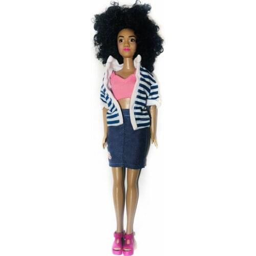 28cm Original doll Girl Wild-curl up Dark skin Short skirt Doll Women With Clothes 5 joints Doll Beautiful Girl Christmas Gift