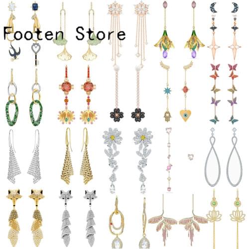 SWA Fashion Ladies Jewelry Charming Exquisite Crystal Jewelry Set Geometric Triangle Earrings Party Jewelry Gifts For Women