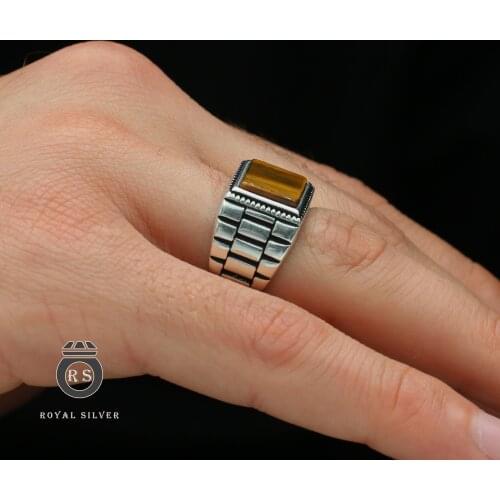 Original Silver 925 With Tiger Eyes Stone Rring Stamped With Silver 925, All Sizes Are Available