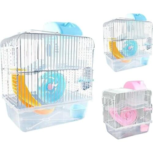 Plastic Hamster Cage Set 2-Tier Portable Hamster Carrier Plastic Hamster House for Rats Guinea Pig Hamster Accessories
