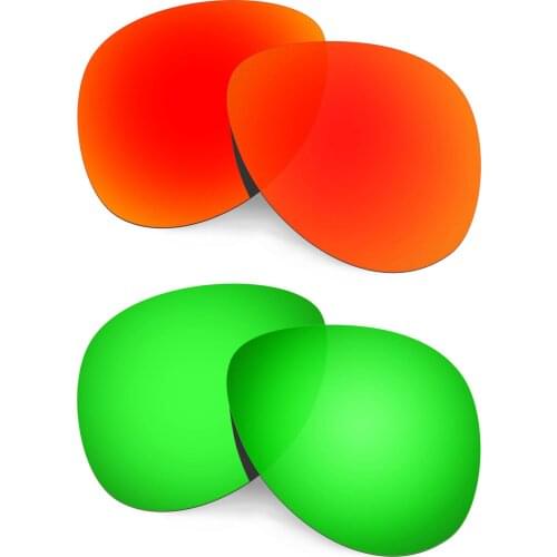 HKUCO For Plaintiff Sunglasses Polarized Replacement Lenses - Red&Green 2 Pairs