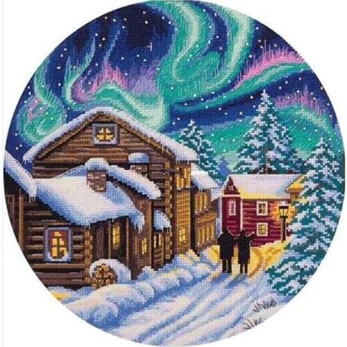 Popular Embroidery Winter in the North Counted Cross Stitch Patterns Kits with 100% Cotton Floss & Free Shipping for Wall Decor