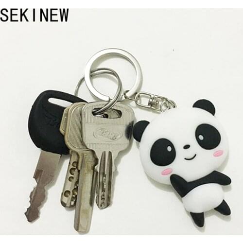 SEKINEW wholesale panda keychains Kung Fu cute anime cat bear cartoon face silicone PVC keyring kawaii Car Ornament Accessories