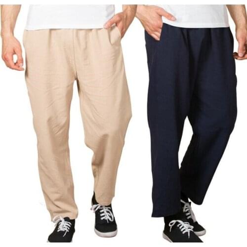 2019 Linen Pants Mens Fashion Joggers Sweat Pants Tide Loose Home Trousers Leisure Slacks Man Thin Bottoms Plus size 6XL 7XL