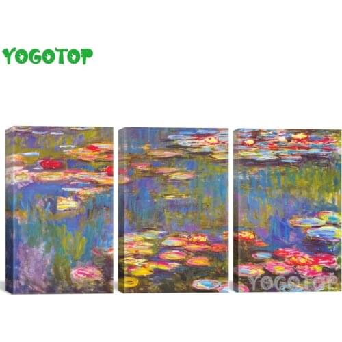 Triptych 5d DIY Diamond Painting Water lily Nature Landscape Cross Stitch Diamond Embroidery 3pcs set Full Mosaic sticker ML1450