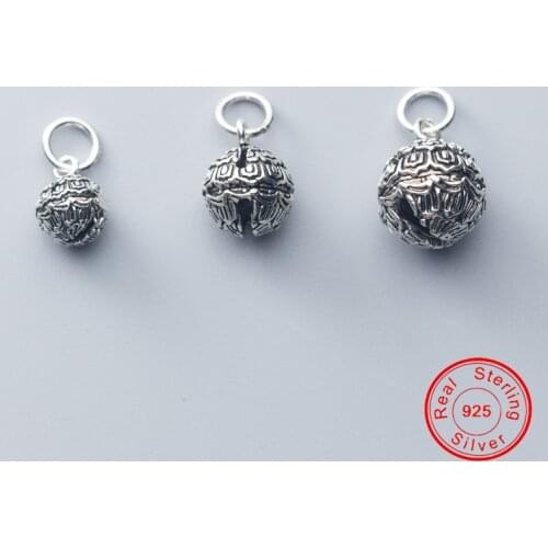 UQBing S925 Sterling Silver Vintage Round Charms Beads Jewelry Findings Wholesale