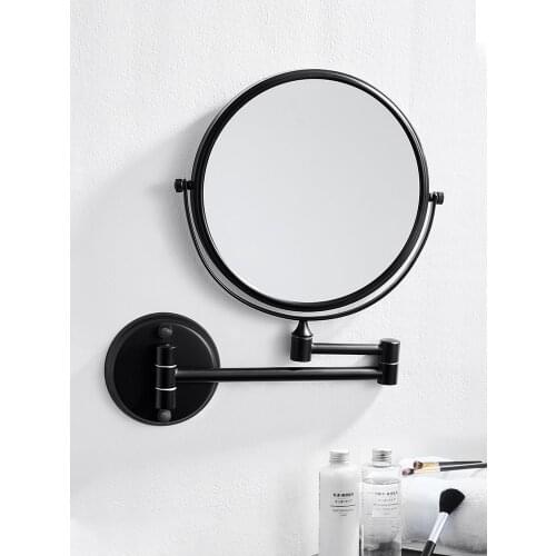 Nordic Black Cosmetic Mirror Punch-Free Bathroom Bathroom Cosmetic Mirror Wall Hanging Collapsible Hairdressing Mirror