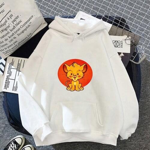 Disney The Lion King Simba Hoodies Womens Clothing Autumn Winter Fashion Kawaii Pullover Cartoons Warm Femme Hooded Sweatshirt
