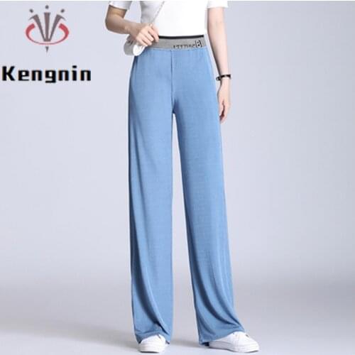 Anklet Length Women Trousers Summer Plus Size 4XL Loose Female Wide Led Pants Elastic Waist Female Lady Casual Capris KN208
