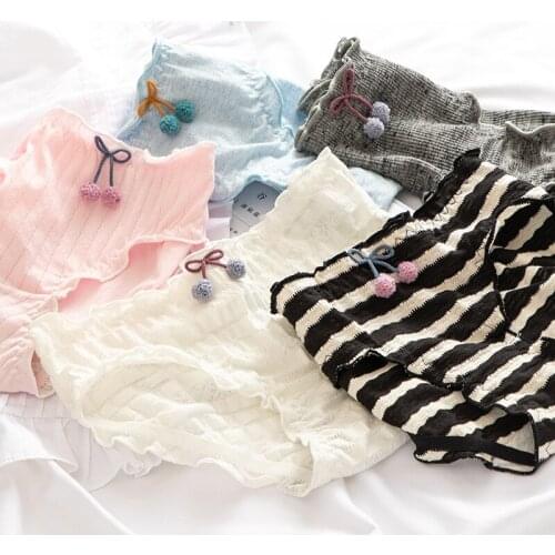 Womens Cotton Underwear Sexy Lace Panties Fashion Bow Comfort Briefs Mid Waist Seamless Underpants Female Lingerie Cute