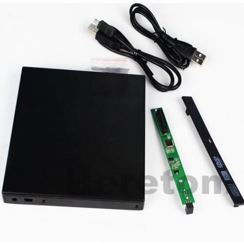 Hard Plastic Slim ABS USB 2.0 12.7mm IDE/ PATA to SATA DVD-ROM External Enclosure Case For CD/DVD Optical Drive