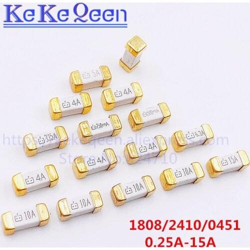 0451 1808/2410 SMD 0.25A/0.5A/0.75A/1A/1.5A/2A/3A/3.15A/4A/5A/6.3A/7A/8A/10A/12A/15A fast blow disposable fuse 250mA/500mA/750mA