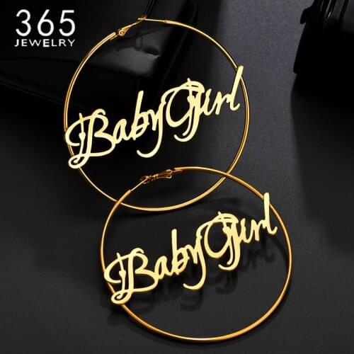 1 Pair Fashion Personalized Custom Name Letter Date Earrings Women Customize Cursive Nameplate Round Earring Bridesmaid Gift