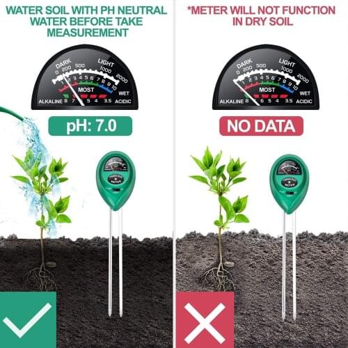 3 in 1 Soil Moisture Tester Kits with Moisture/Light/pH Function Gardening Tool Kit Soil Analysis Detector Pot Plant Farm Use
