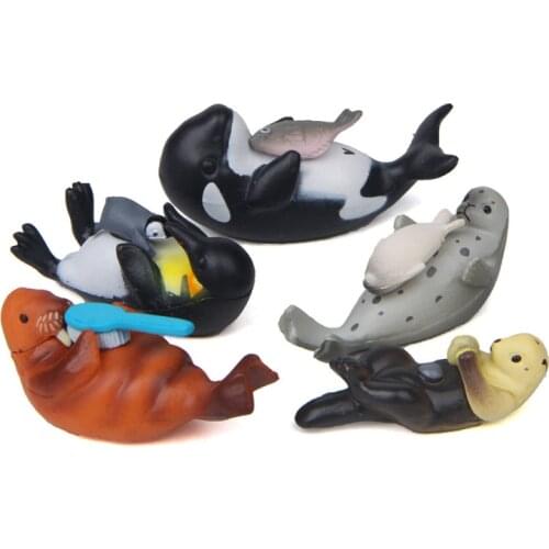 5pc Seals Marine Organism Cartoon Animal Figurine Model Garden Fairy Decor Glass DIY Accessories Home Decoration Miniature Craft