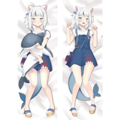 Anime Hololive Gawr Gura Pillow Case Dakimakura 2-Side Printed Throw Cushion Hugging Body Pillow Cover Peach Skin
