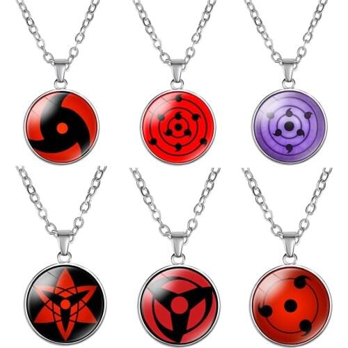 Anime Novelty Sharingan Eye Glass Cabochon Pendant Necklace Reincarnation Eyes Sasuke Itachi Kakashi Necklaces Gifts for Kids